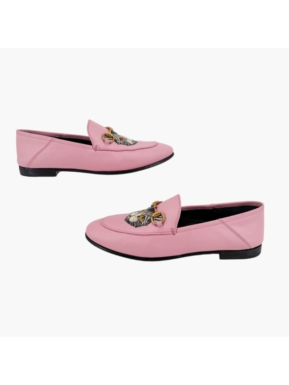 Gucci Mystic Cat Brixton Horsebit Loafers Pink Leather Size 37.5 US 7.5 Women's - Picture 7 of 15